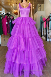 Backless Purple High Low Semi Formal Prom Dresses, Open Back Purple High Low Formal Evening Dresses